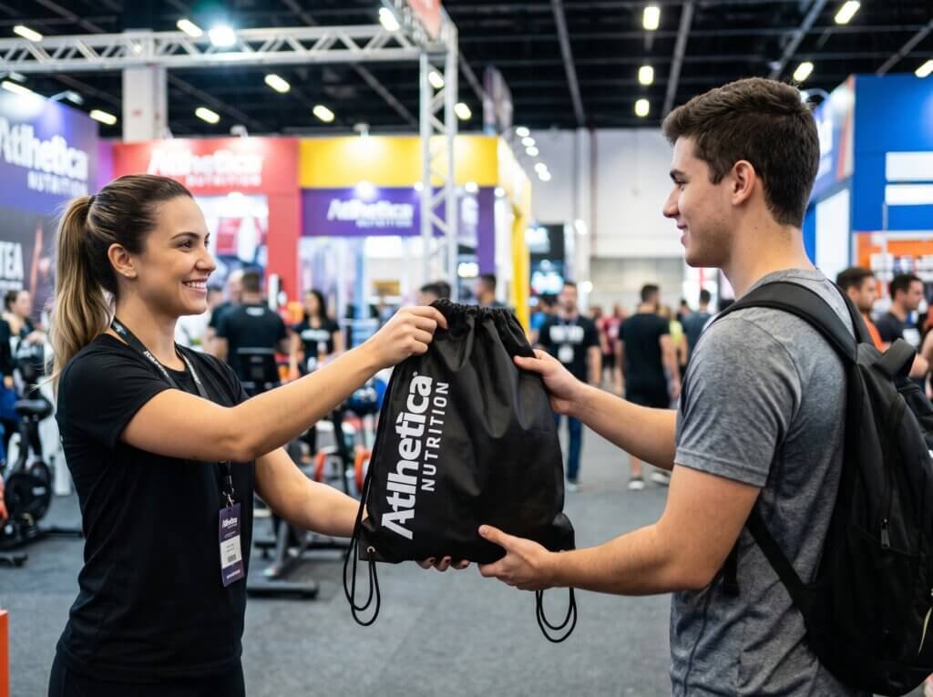 Mochila de tnt personalizada bi fechamento para suplementos de esporte atlhetica nutrition