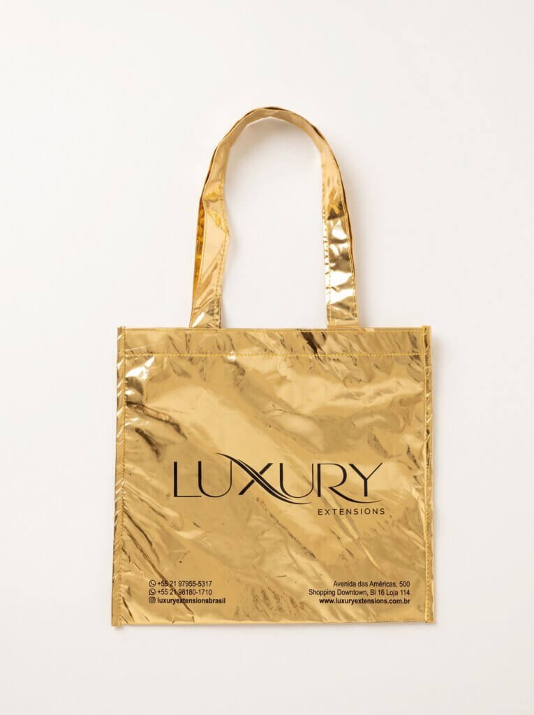 Sacola de tnt metalizada personalizada para eventos e salão de beleza luxury extension